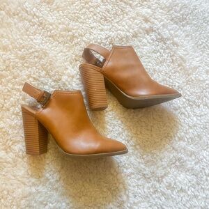 Stylish a.n.a Camel Brown Ankle Booties Tan Block Heel Women's Shoes 7